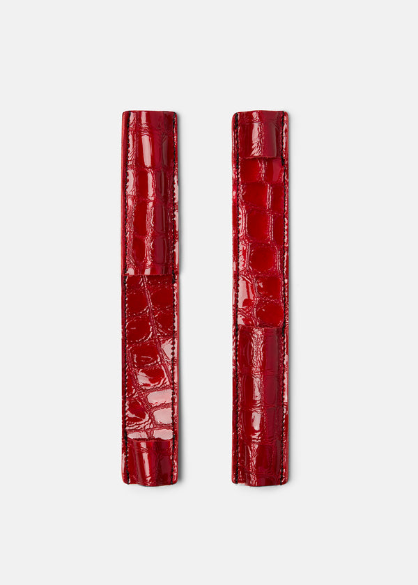 Spur Protectors Red Faux Croco Gloss