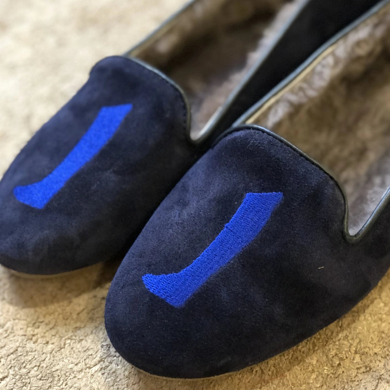 slippers sheepskin | tofflor fårull, Products AUGUSTA SHEEPSKIN Navy Suede